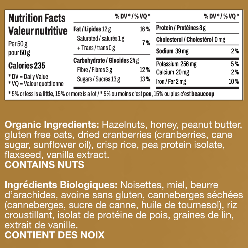 Cranberry Hazelnut Protein Bar
